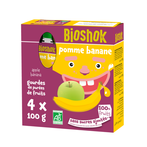 Gourde pomme banane, Bioshok, 4x100g*