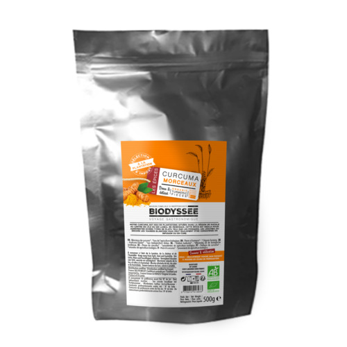 Moulin de curcuma en morceaux, Biodyssée, 500g*