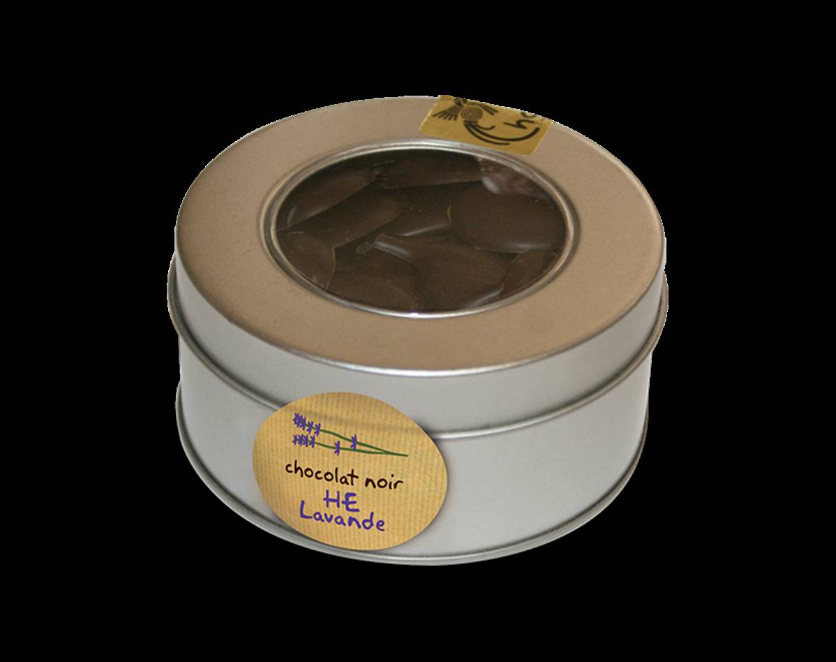 Huile essentielle de lavande, boîte métal, Façon Chocolat, 90g*