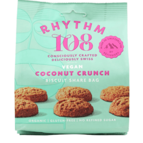Sachet à partager suisse vegan de biscuits croquants à la noix de coco, Rhythm 108, 135g