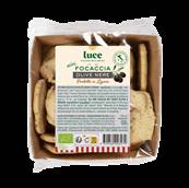 Mini focaccia olive noire, Luce, 100g