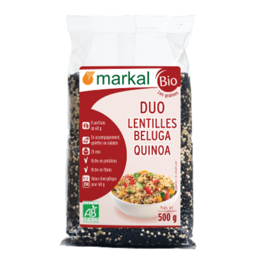 Duo lentilles beluga quinoa blanc, Markal, 500g*