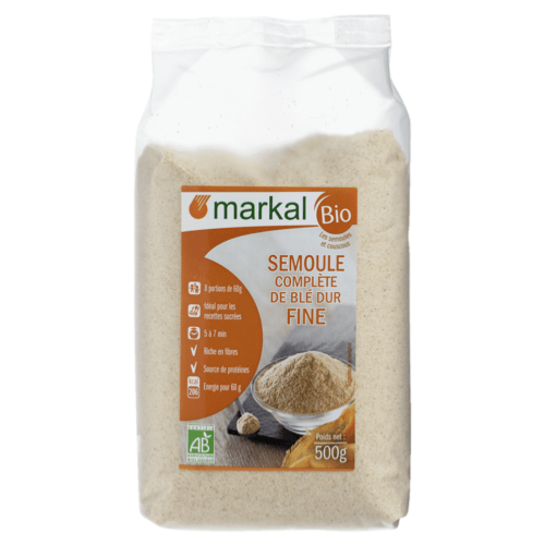Semoule de blé dur complet fine, Markal, 500g*