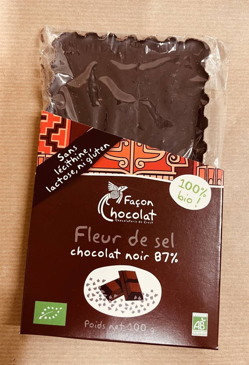 Tablette 87 % à la fleur de sel, Façon Chocolat, 80g*
