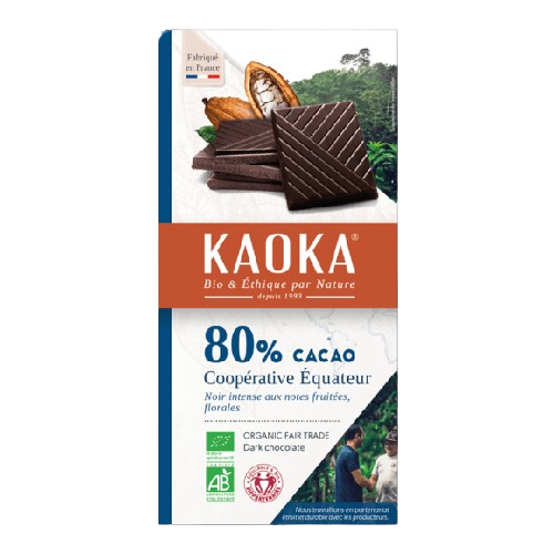 Chocolat noir Équateur 80%, Kaoka, 100g*