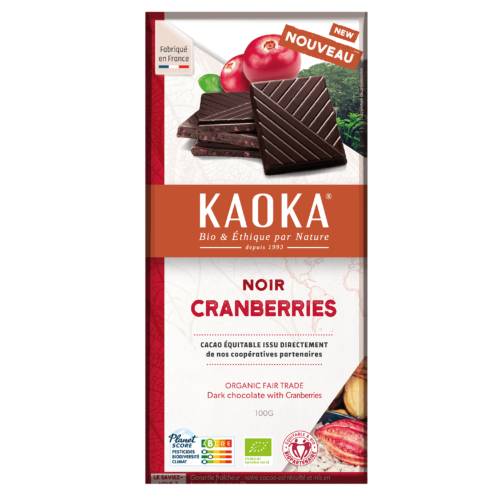 Chocolat noir cranberries, Kaoka, 100g*