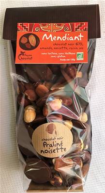 Mendiant noir (amandes, noisettes, raisins secs), Façon Chocolat, 140g*