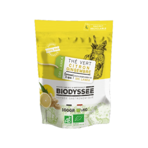 Thé vert citron-gingembre, Biodyssée, 100g*