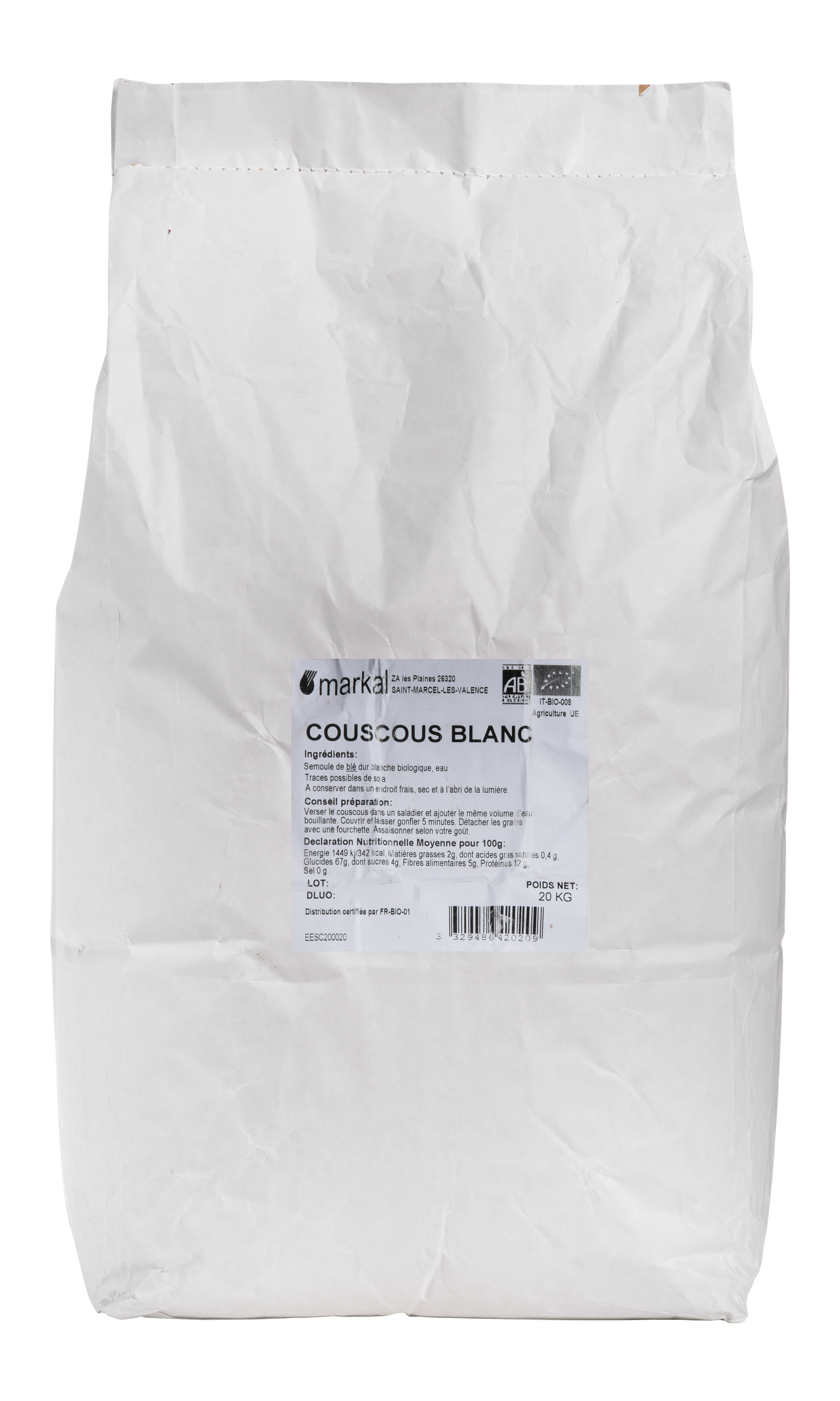 Couscous blanc, Markal, 20kg