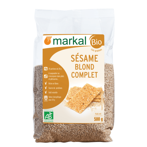 Graines de sésame blond complet, Markal, 500g*