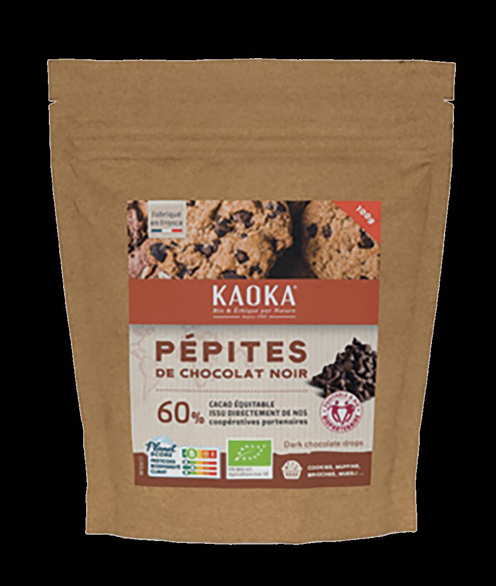 Pépites chocolat noir 60%, Kaoka, 100g