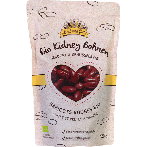 Haricots rouges (Kidney) cuits BIO, Leib und Gut, 120g*