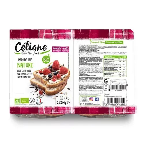 Pain de mie nature sans gluten, Céliane Glutenfree, 2x200g*