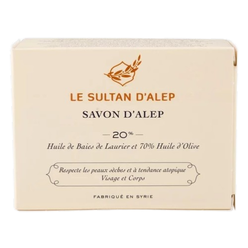 Savon d'Alep forme de rectangle 20% de baies de laurier, Le Sultan d’Alep, 150g*